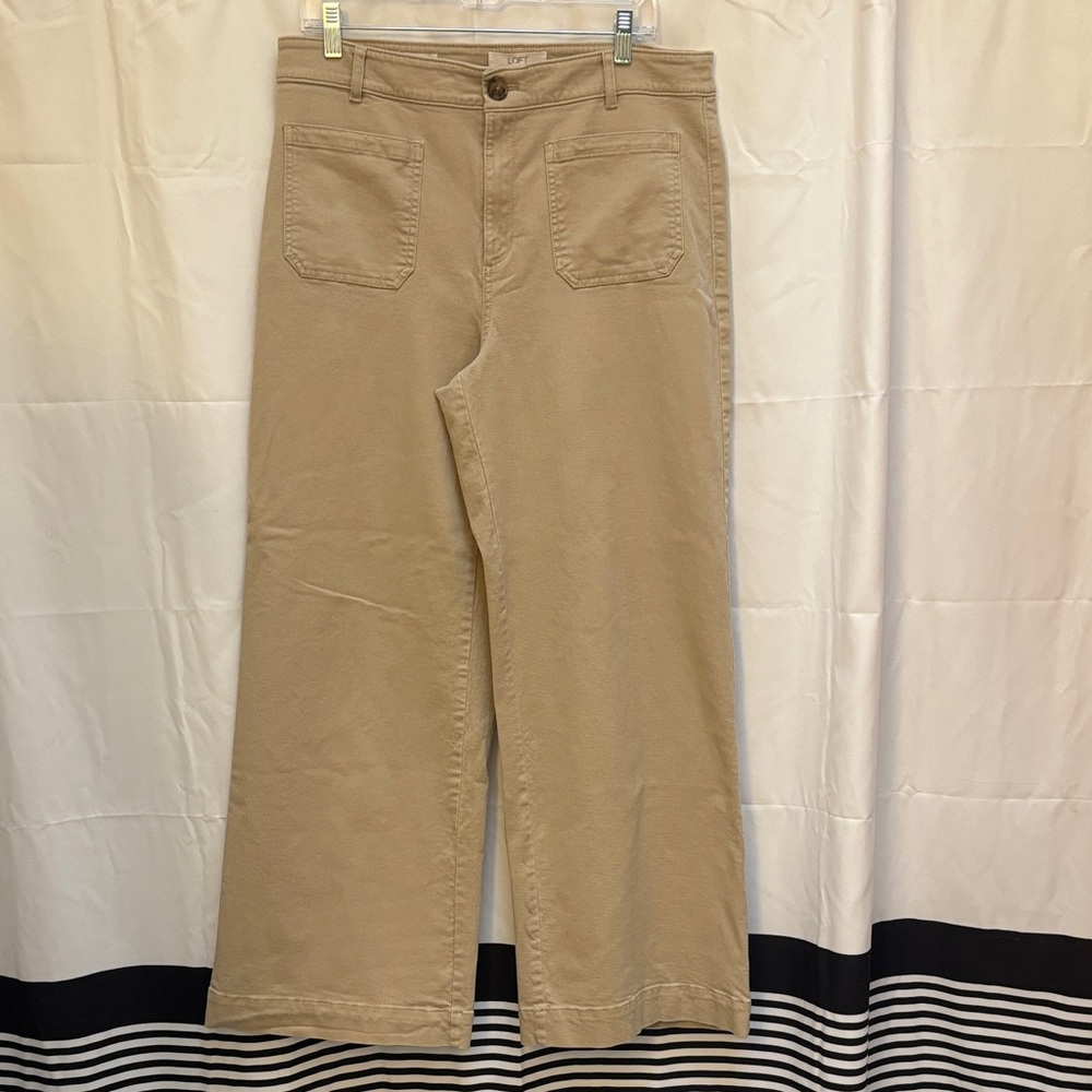 LOFT Khaki Wide-Leg Pants - Picture 3 of 4